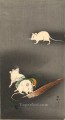 三匹の白いネズミ 1900年 大原古邨新版画